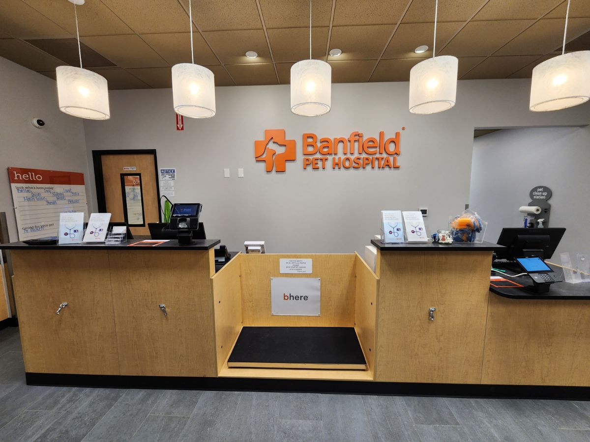 The Banfield Louisville Stony Brook front desk and check-in area