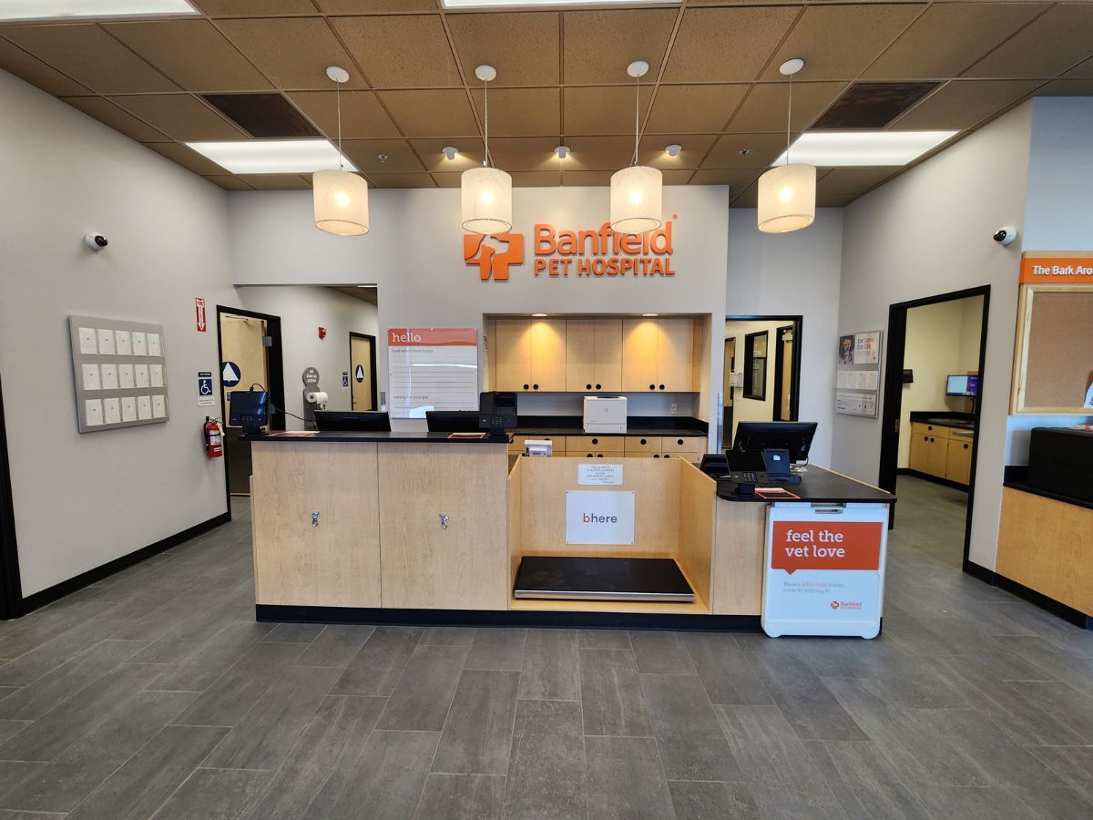 The Banfield Rivers Edge front desk and check-in area