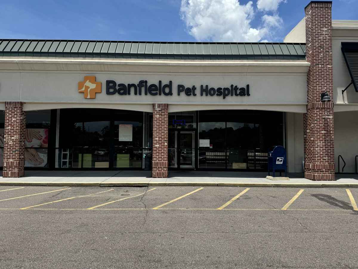 The front exterior entrance of the Summerville S Banfield hospital