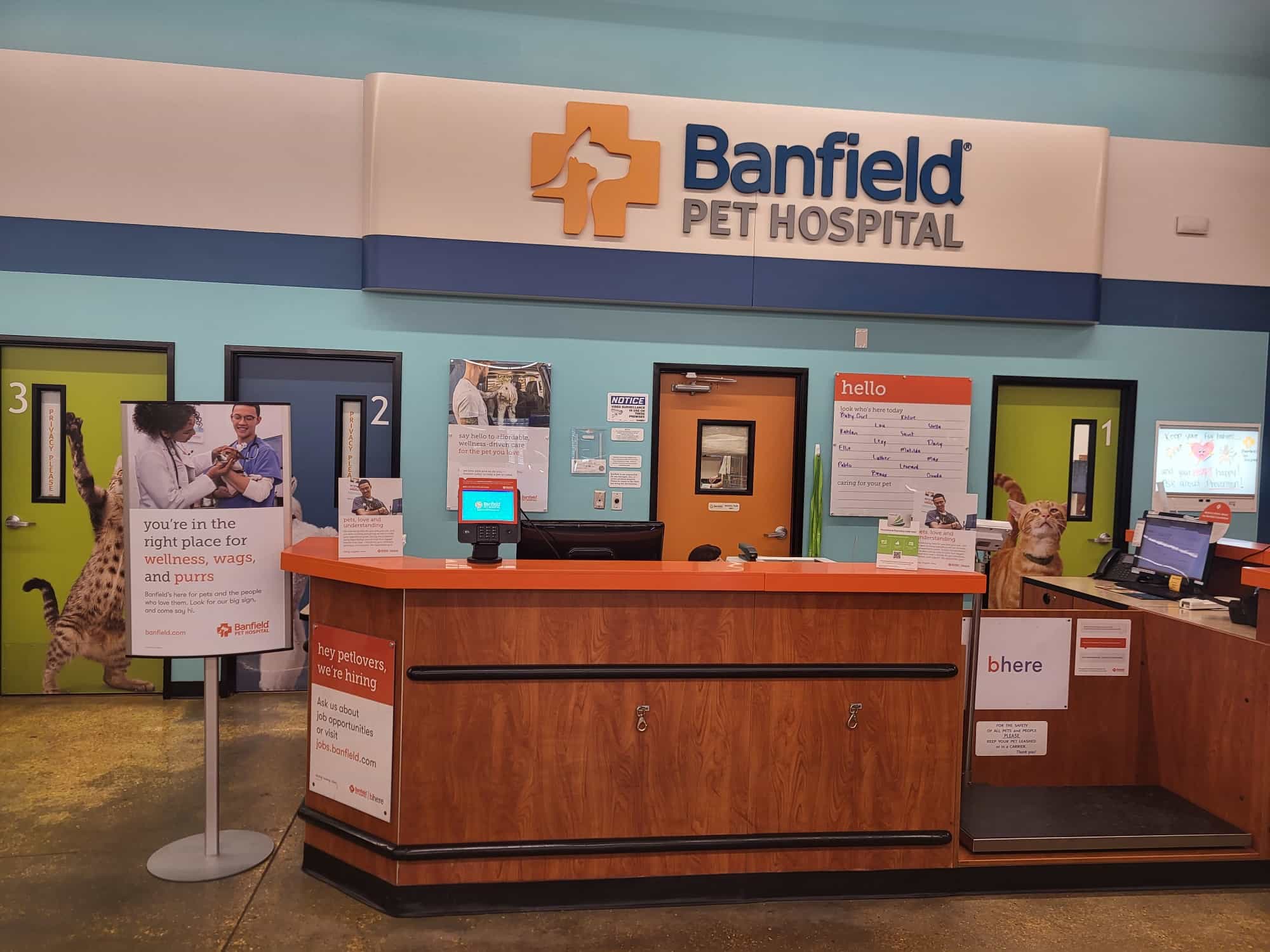 The lobby of the Banfield - Elmwood hospital
