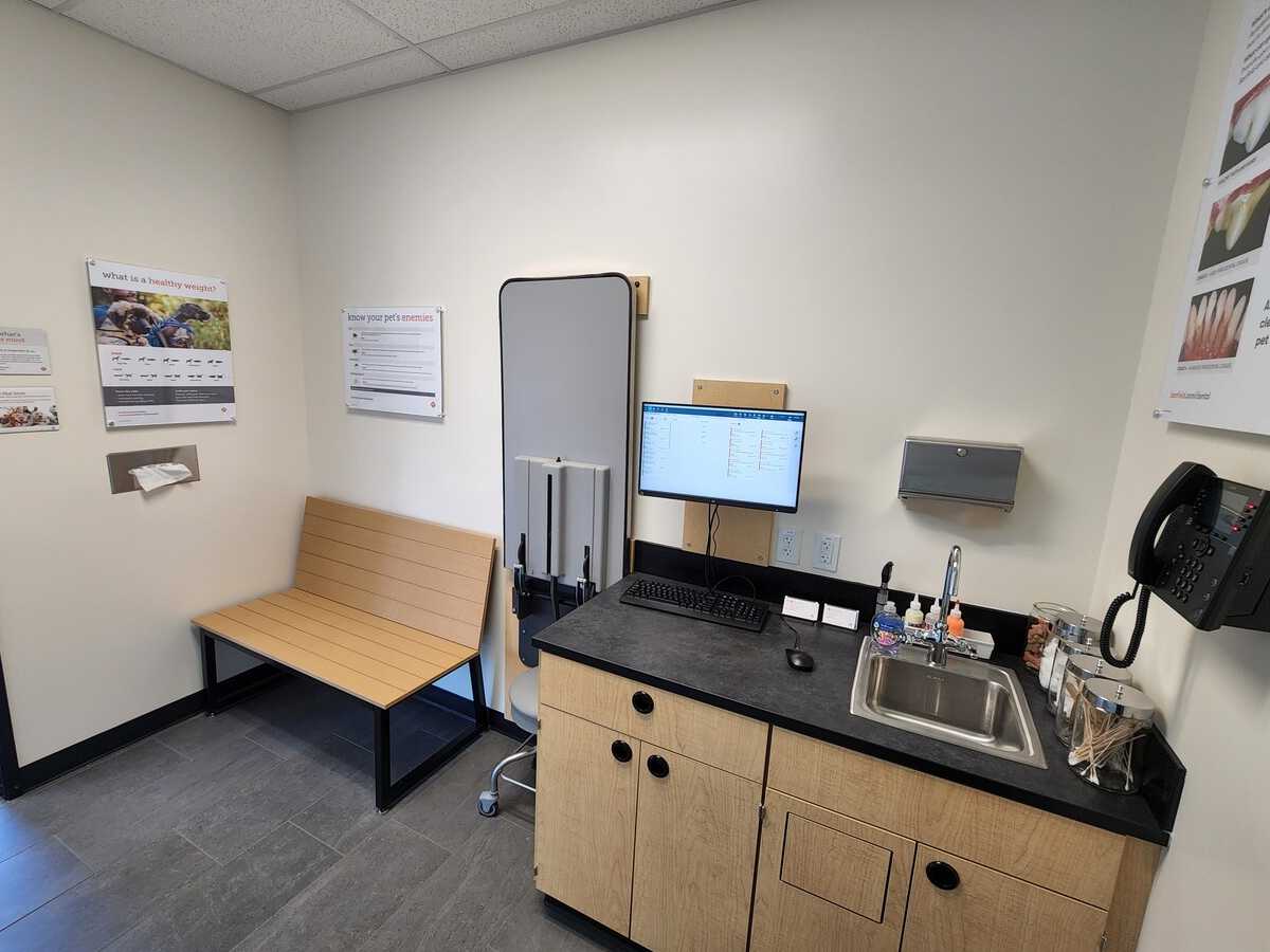 A view of the Banfield - Jordan Landing exam room and folding table